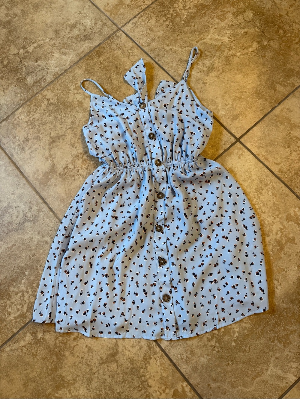 Light Blue Floral Button-Front Sundress